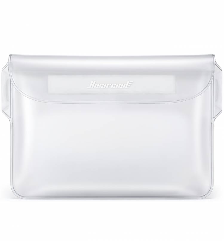 Hiearcool Waterproof Fanny Pack Dry Bag, Large Phone Pouch with Privacy Front & Clear Back Window, Extra Long Adjustable Strap Waist Bag for Beach, Water Park, Travel & Cruise Essentials-Clear