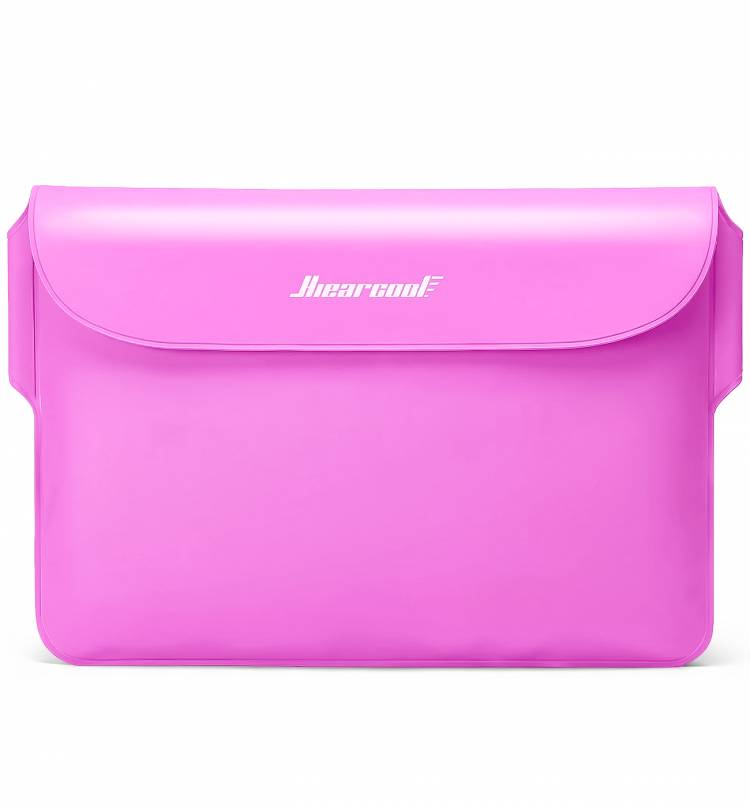 Hiearcool Waterproof Fanny Pack Dry Bag, Large Phone Pouch with Privacy Front & Clear Back Window, Extra Long Adjustable Strap Waist Bag for Beach, Water Park, Travel & Cruise Essentials-Bright Red