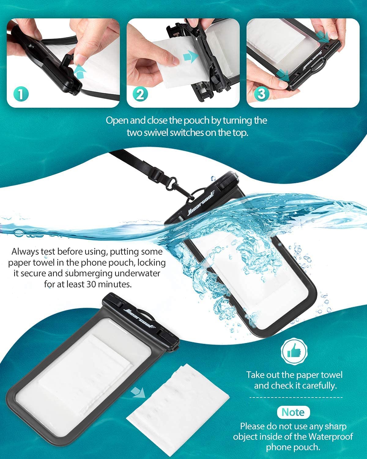 Supgear universal mobile phone sac etanche coque waterproof
