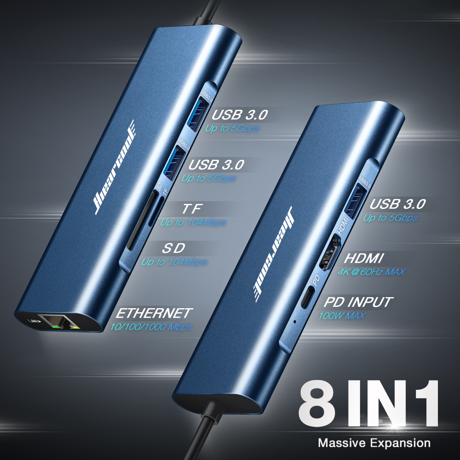 ⚡️ Bon Plan : Hub USB-C 8 en 1 Port Ethernet RJ45, HDMI 4K à 34